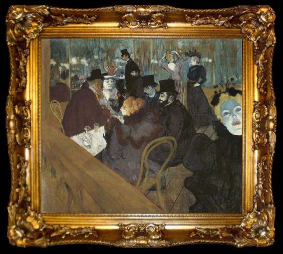 framed  Henri de toulouse-lautrec Self portrait in the crowd, at the Moulin Rouge, ta009-2